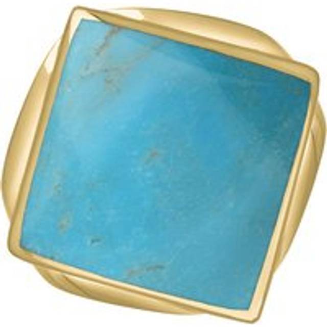 18ct Yellow Gold Turquoise Hallmark Small Rhombus Ring - Gold