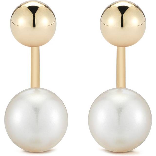 Mateo - 14kt yellow gold pearl ball ear jacket earrings - women - Pearl/14kt Yellow Gold - One Size