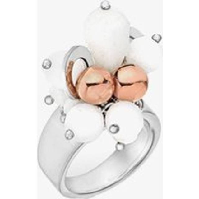 Silver White Crystal and Rose Gold-plated Bead Ring 8.84.7281 N - Two Colour