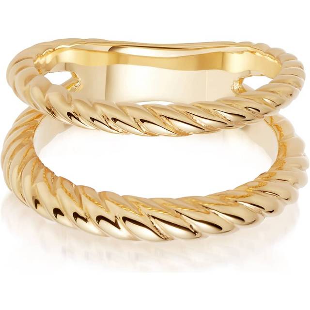 Stacked Double Rope 18ct Gold Plated Ring SRB9007_GP / Size XL
