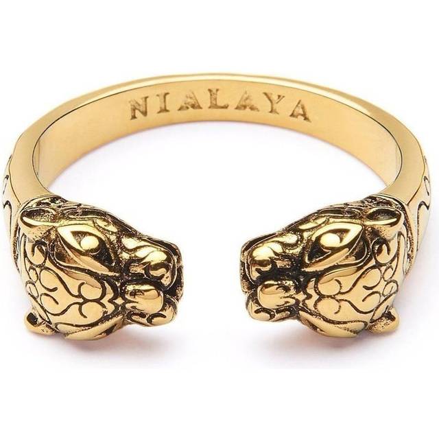 Nialaya Jewelry - Panther polished ring - men - Gold Plated Steel - 10