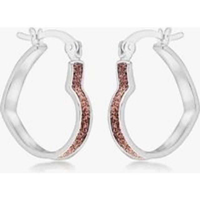 Sterling Silver Rose Stardust Heart Hoop Earrings 8.51.2029 - Two Colour