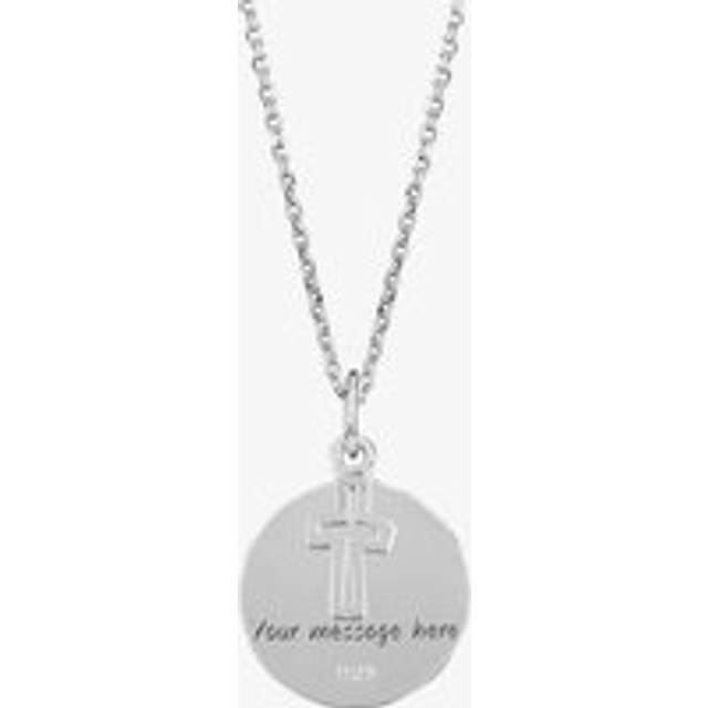 Engravables- Silver Plain Disc and Cross Pendant P-4078