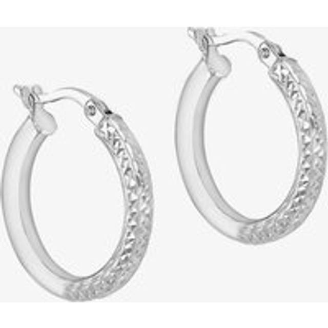9ct White Gold Diamond-cut Creole Earrings 5.51.1902 - Silver