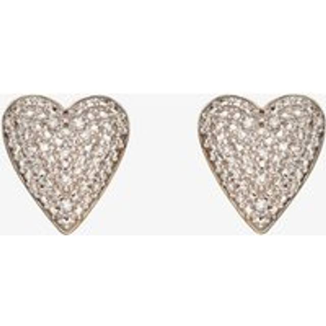 9ct Yellow Gold Diamond Pave Heart Stud Earrings GE2357