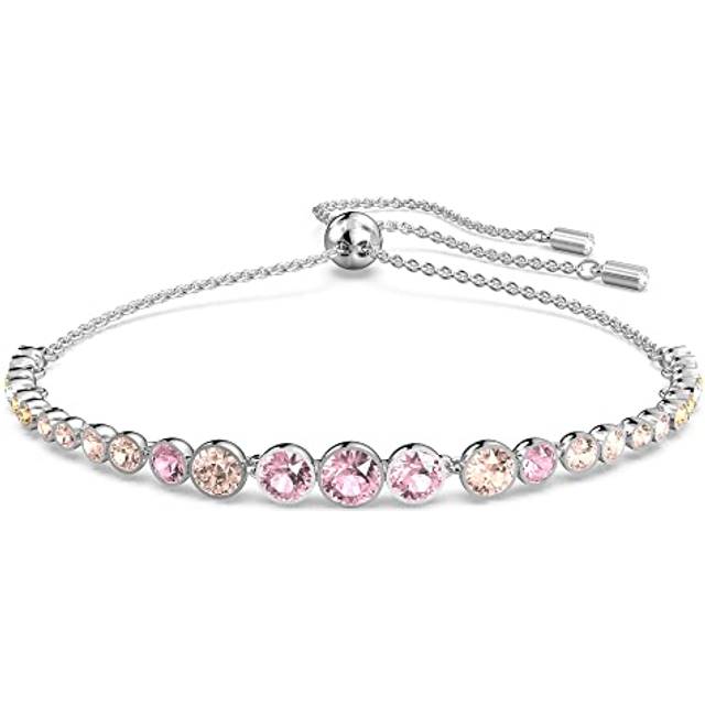 Swarovski Emily Bracelet, Pink Round Cut Crystals in a Rhodium Plated Setting, from the Emily Collection
