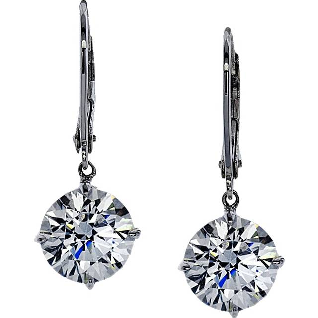 CARAT* LONDON 9ct White Gold Stone Set Round Drop Earrings