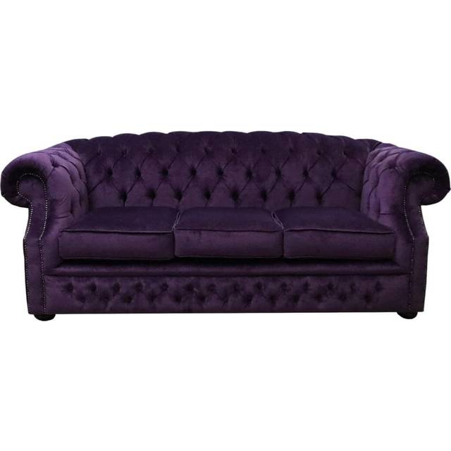 Chesterfield 3 Seater Sofa Velluto Amethyst Purple Fabric In Buckingham Style