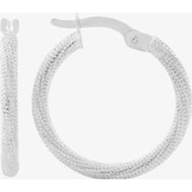 9ct White Gold Beaded Twist Hoop Earrings GER77-W - Silver