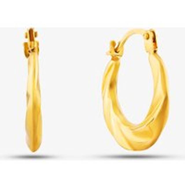 9ct Yellow Gold Graduated Twist Creole Hoop Earrings UER119Y
