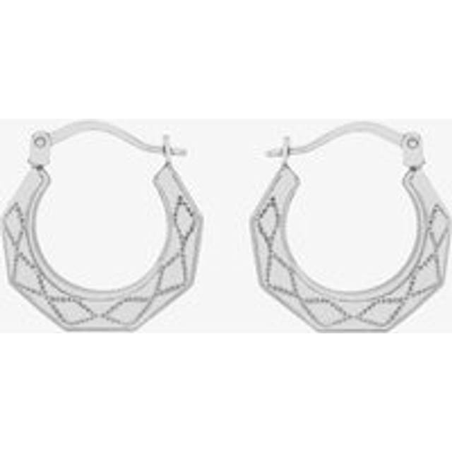 Sterling Silver Octagonal Patterned Creole Earrings 8.53.8159