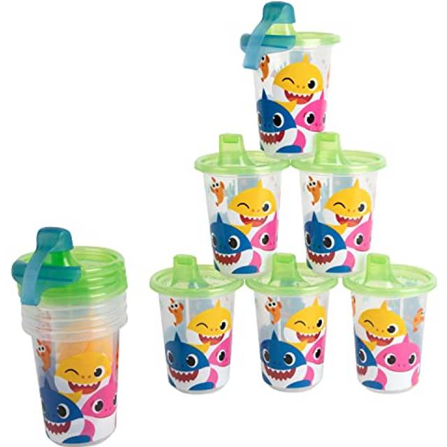 Take & Toss Baby Shark Sippy Cups with Lids - 10 Oz - 10 Cup Kids' Party Pack Includes 2 Travel Caps