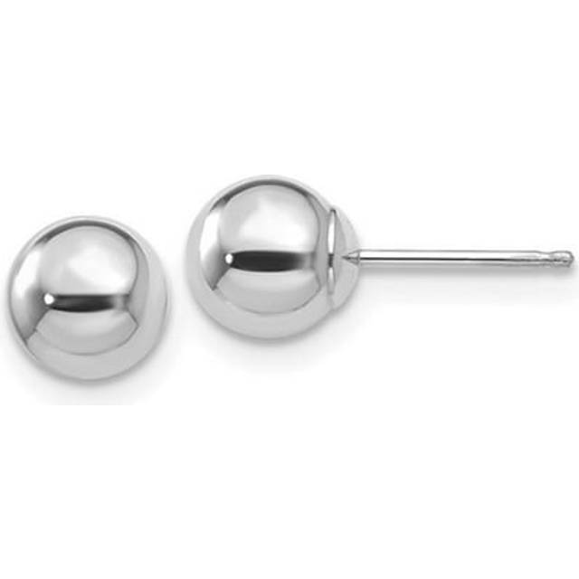 6 mm 14K White Gold Polished Ball Post Earrings, Pair