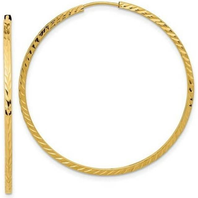 40 x 40 mm 14K Diamond-cut Square Tube Endless Hoop Earring, Yellow