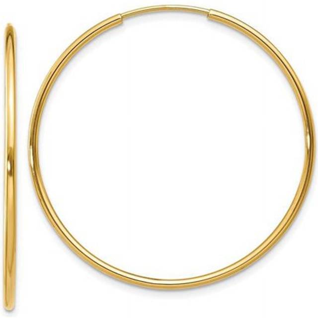 1.25 x 32 mm 14K Yellow Gold Endless Hoop Earring, Pair