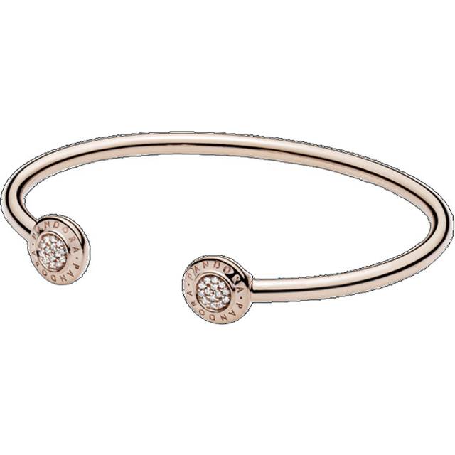 Pandora Rose 14K Rose Gold Plated Cz Logo Open Pave Bangle