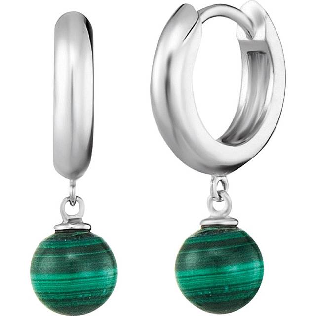 Angel Whisperer Green Malachite Hoop Earrings ERE-ML-CR - Silver