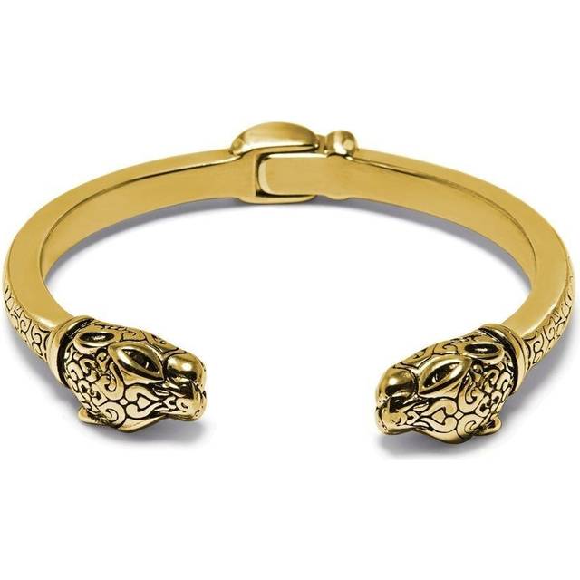 Nialaya Jewelry - panther hinged bangle - men - Yellow Gold Plated Stainless Steel - M