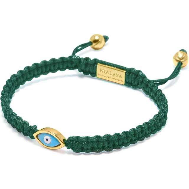 Nialaya Jewelry - enamel evil-eye motif bracelet - men - Nylon/Enamel/stainless steel - M - Green
