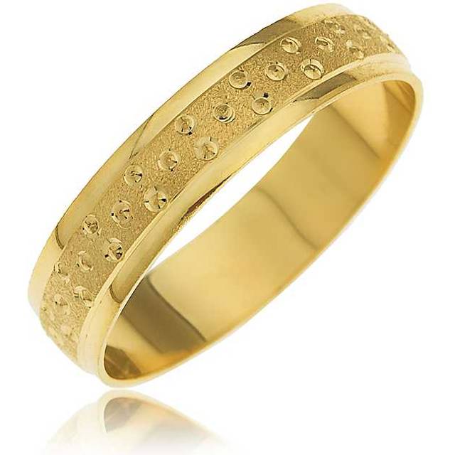 9ct Yellow Gold 6mm D Shaped Diamond Cut Wedding Band