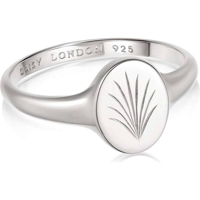 Palm Leaf Signet Sterling Silver Ring WR02_SLV / Size S