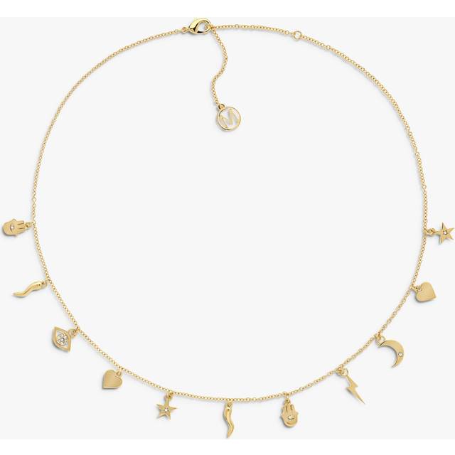 Melissa Odabash Crystal Charm Chain Necklace, Gold