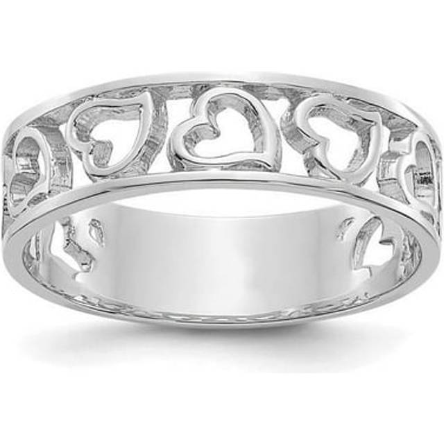 14K White Gold Heart Ring - Size 6