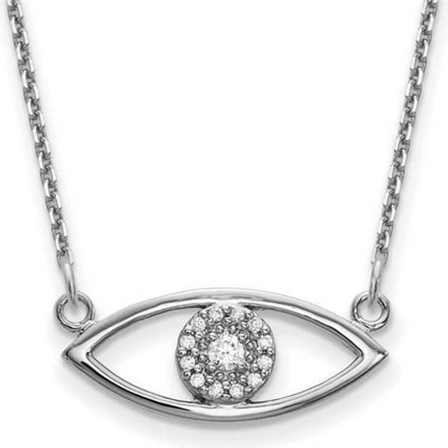 14K White Gold Small Evil Eye Necklace with Out Chain Mounting