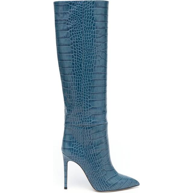 Paris Texas - embossed-crocodile 95mm leather knee-high boots - women - Calf Leather/Calf Leather/Calf Leather - 40 - Blue
