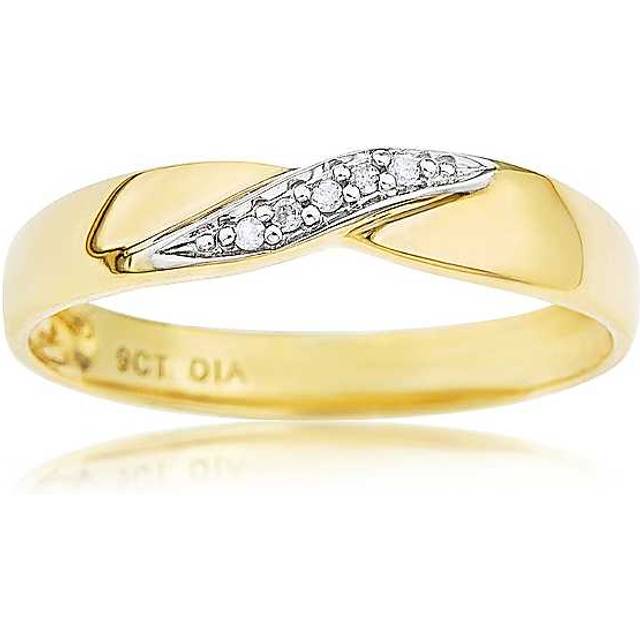 9ct Gold Diamond Set Twist Design 3mm Wedding Band