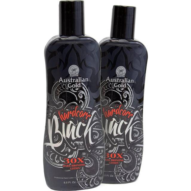 LOT OF 2 Australian Gold Hardcore 30x Black Bronzer Tanning Lotion 8.5 oz.