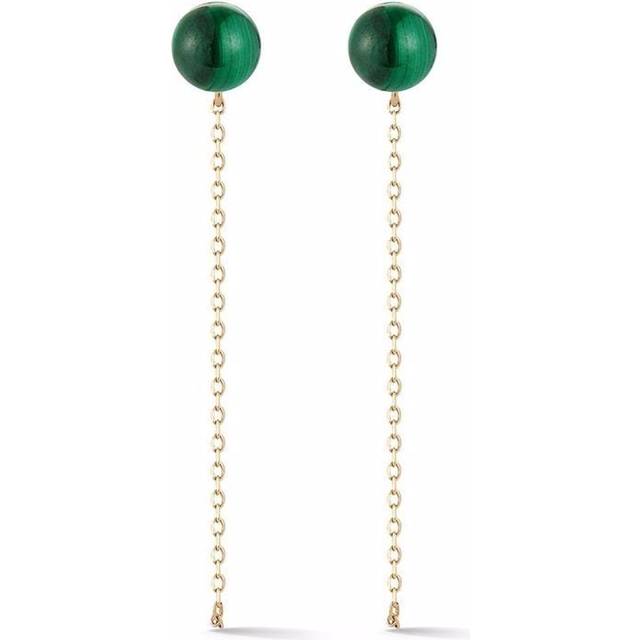 Mateo - 14kt yellow gold malachite stud chain drop earrings - women - 14kt Yellow Gold/Malachite - One Size