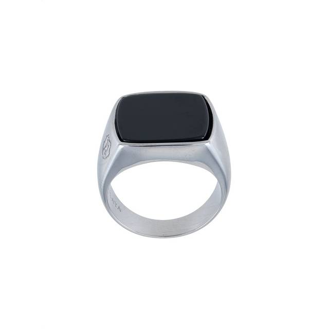 Nialaya Jewelry - onyx cocktail ring - men - Onyx/stainless steel - 12 3/4 - Silver