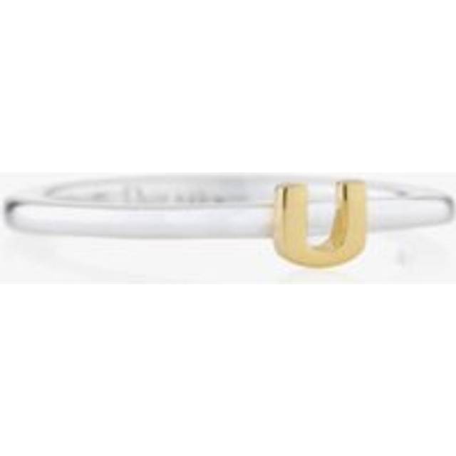 Daisy London Alpha Silver Gold Plate Initial U Ring - Two Colour