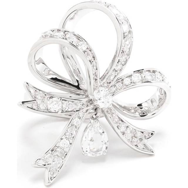 Swarovski - Volta bow large cocktail ring - women - Metal/glass - 58 - Silver