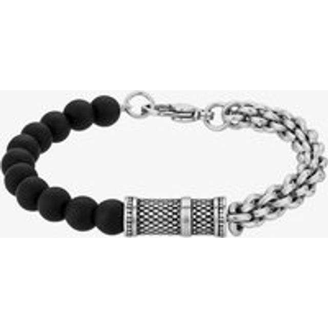 Bourne and Wilde Mens Black Bead and Chain Bracelet OSB-1564SBK