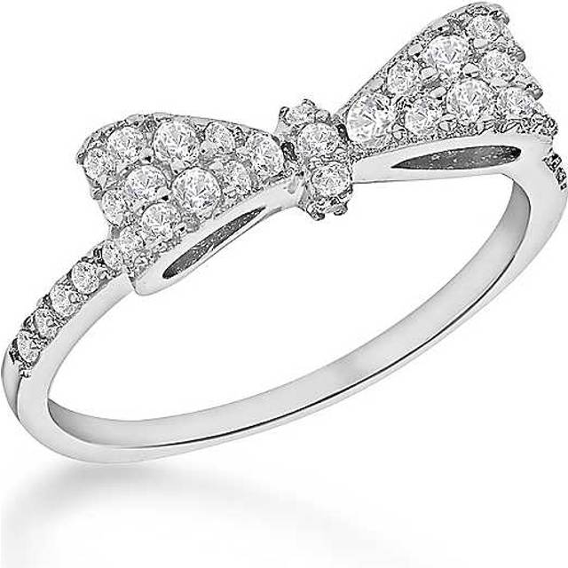 Tuscany Silver Sterling Rhodium Plated Cubic Zirconia Bow Ring