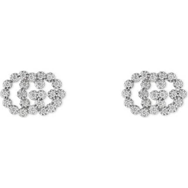 Gucci GG Running 18ct White Gold Diamond Stud Earrings D - Gold