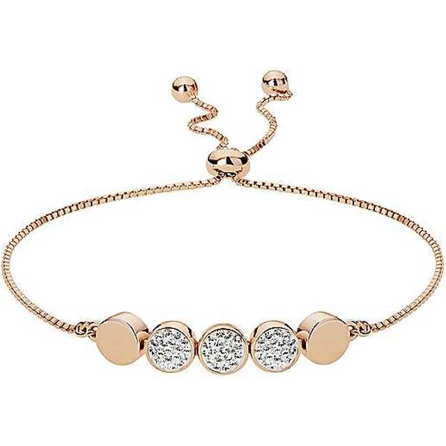 Evoke Sterling Silver Rose Gold Plated Crystal Adjustable Friendship Bracelet