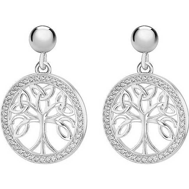 Tuscany Silver Sterling Silver Celtic Tree of Life with Round White Cubic Zirconia Earrings