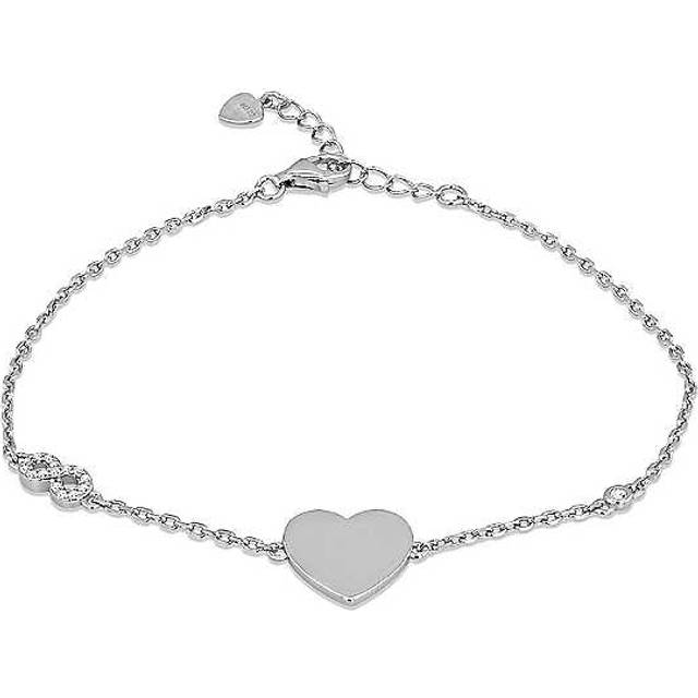 Tuscany Silver Sterling Cubic Zirconia 12.5mm x 12.5mm Heart & Infinity Adjustable Bracelet 19cm & 7.5inch-21.5cm & 8.5inch