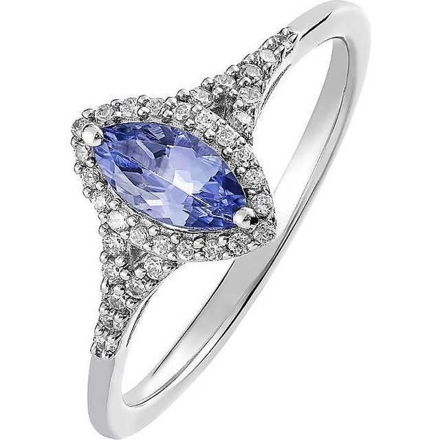 Colour Collection 9ct White Gold Tanzanite and 0.14ct Diamond Ring
