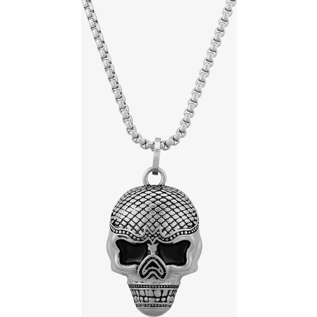 Bourne and Wilde Mens Oxidised Skull Necklace OSN-431S-BX - Silver