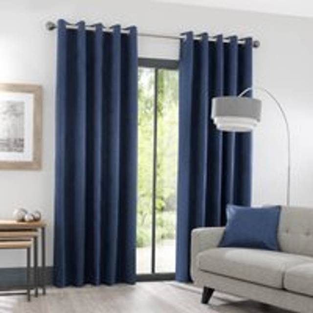 Luna Brushed Blackout Eyelet Curtains - Navy