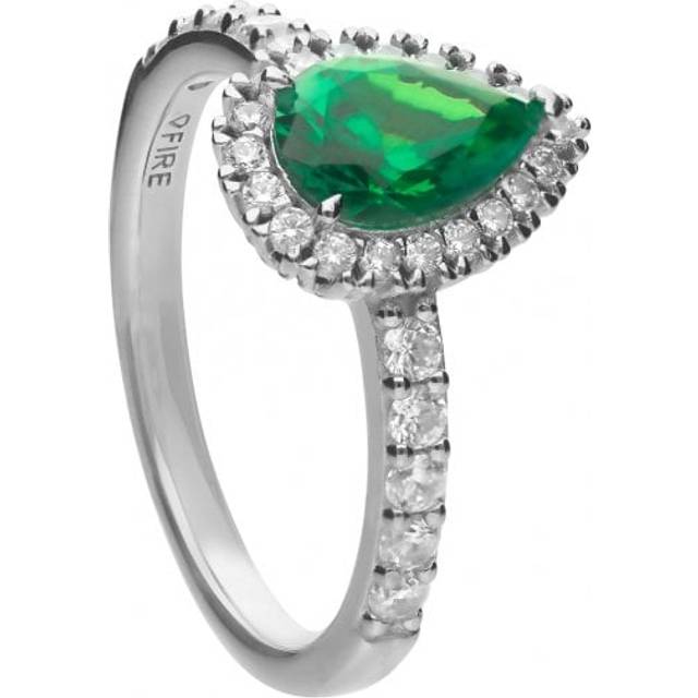 Green Teardrop Pave Surround Ring R3780 / Size R 1/2 - 19