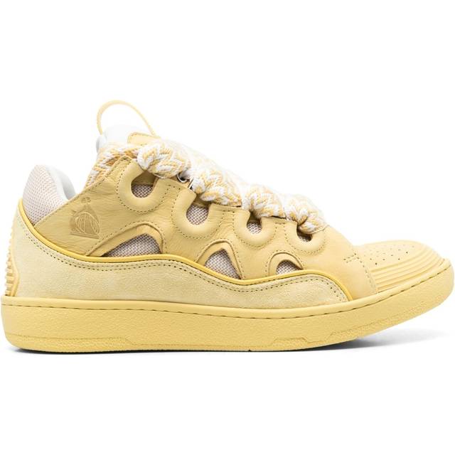 Lanvin - multi-panel lace-up sneakers - men - Calf Leather/Fabric/Rubber/Calf Leather - 43 - Yellow