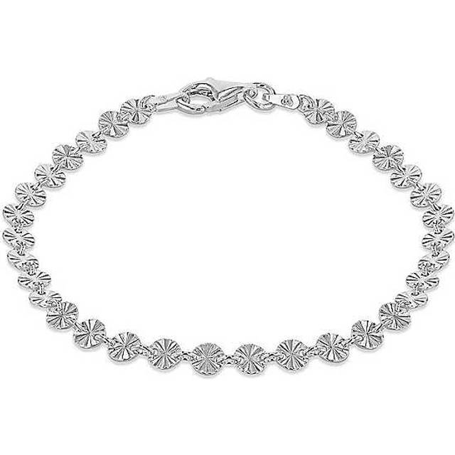 Tuscany Silver Sterling 4mm Diamond Cut Disc Link Bracelet 18cm & 7inch