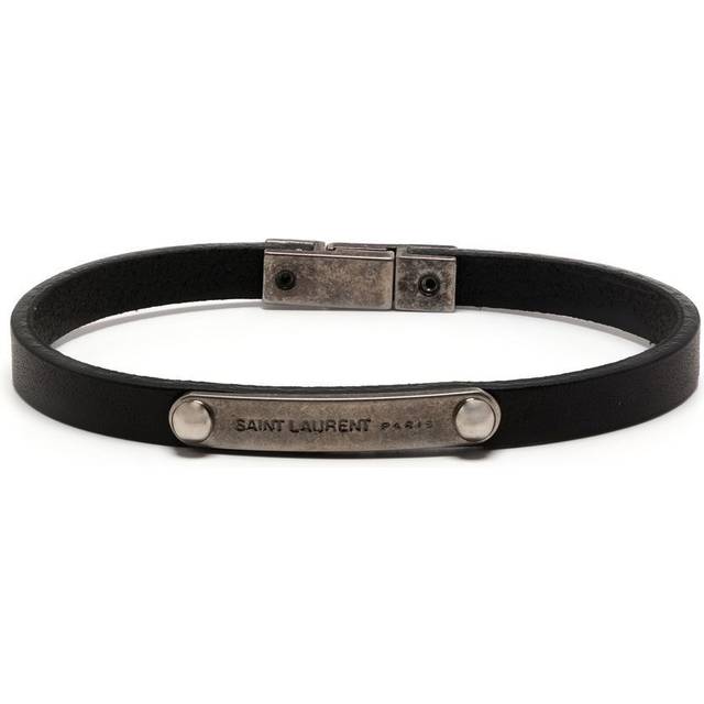 Saint Laurent - ID Plaque leather bracelet - men - Calf Leather - S - Black