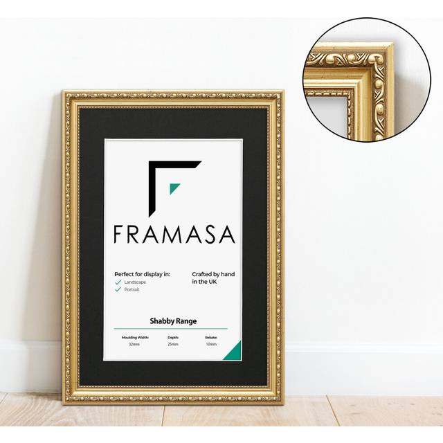 (Gold Frame Black Mount, 50x70CM Pic (60x80CM Frame)) New Shabby Chic Picture Photo Frames ,Gold Antique Style Photo Frames,  With Multicolored Mounts