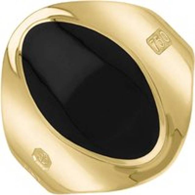 18ct Yellow Gold Whitby Jet Hallmark Small Oval Ring - Gold